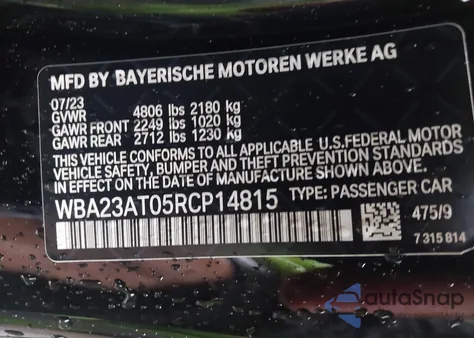 2024 BMW 430I from USA, damaged, VIN WBA23AT05RCP14815